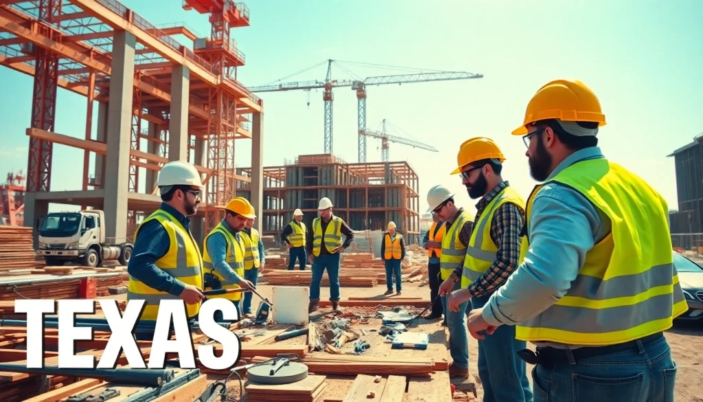 View of workers at a Texas construction site, showcasing Texas construction news in action.