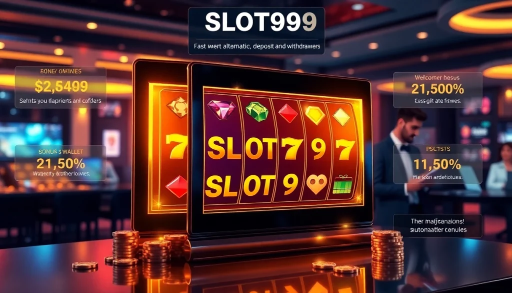 SLOT99 slot machine displaying high payout symbols with fast wallet deposit notifications