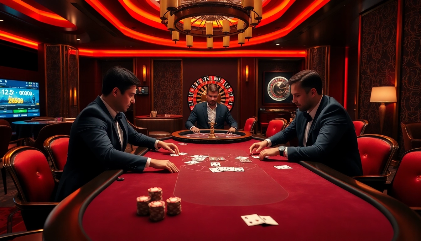 High-stakes poker table with players at Nhà Cái 68VIP Có Uy Tín, showcasing excitement and professionalism.