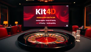 Rasakan permainan yang mendebarkan dengan KIT4D di meja kasino mewah yang menampilkan roulette dan chip poker.