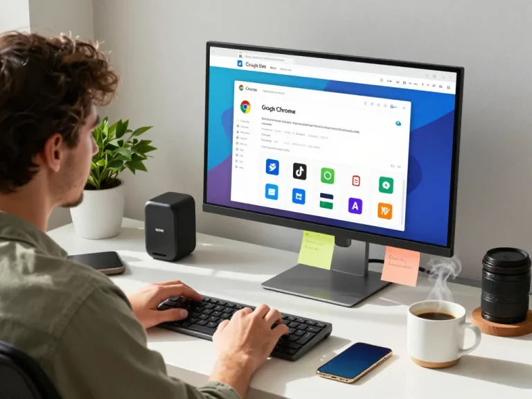 动态工作空间展示谷歌浏览器在使用扩展时，提升生产力和现代网页浏览体验。