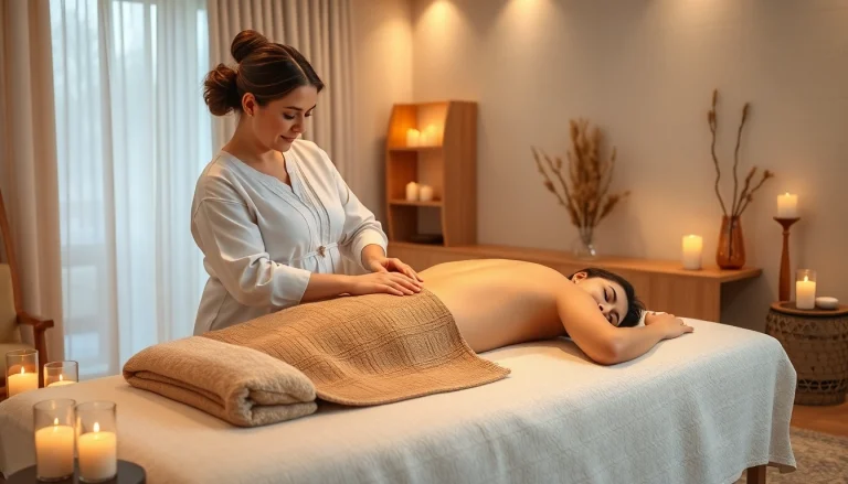 평화로운 스파 환경에서 러시아출장마사지 세션을 보여주는 마사지 치료 세션.