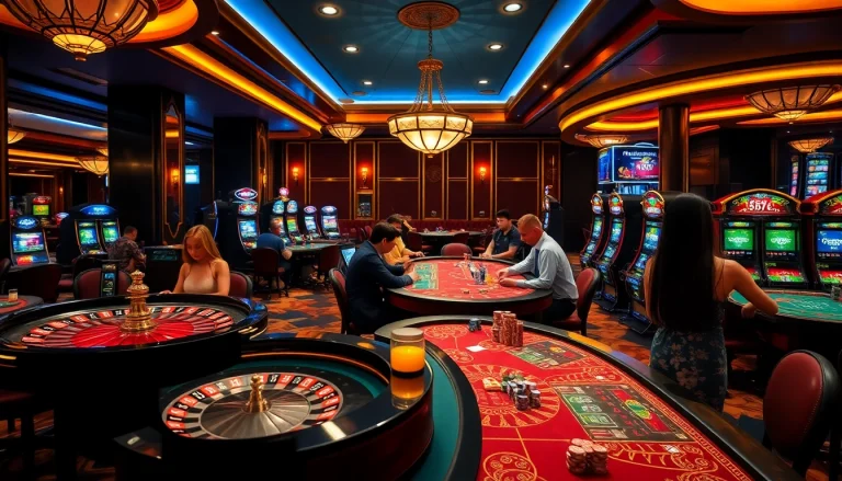 U888 casino players enjoying vibrant gaming experiences at roulette and poker tables.