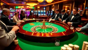Experience luxury and excitement at KG88's roulette table surrounded by eager casino players.