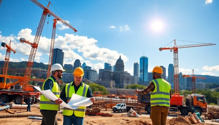 Tennessee construction news highlights active building scenes and teamwork in construction.