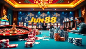 Experience the thrill of online gambling with Jun88 as players engage in exciting casino games.