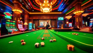 AF88 gaming experience with vibrant casino tables and engaging atmosphere for online gamblers.