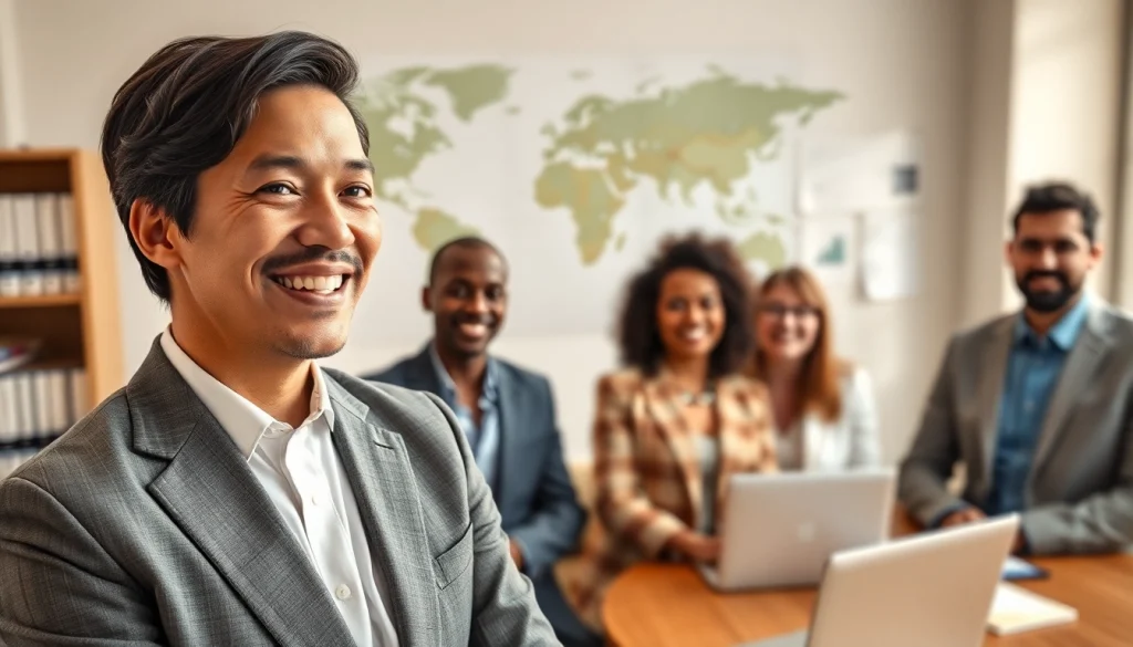 Virginia Immigration Lawyer consulting clients in a modern office with warmth and professionalism.