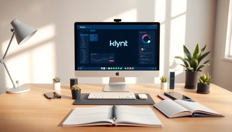 klynt digital interface displayed on a sleek workspace, emphasizing productivity and design.
