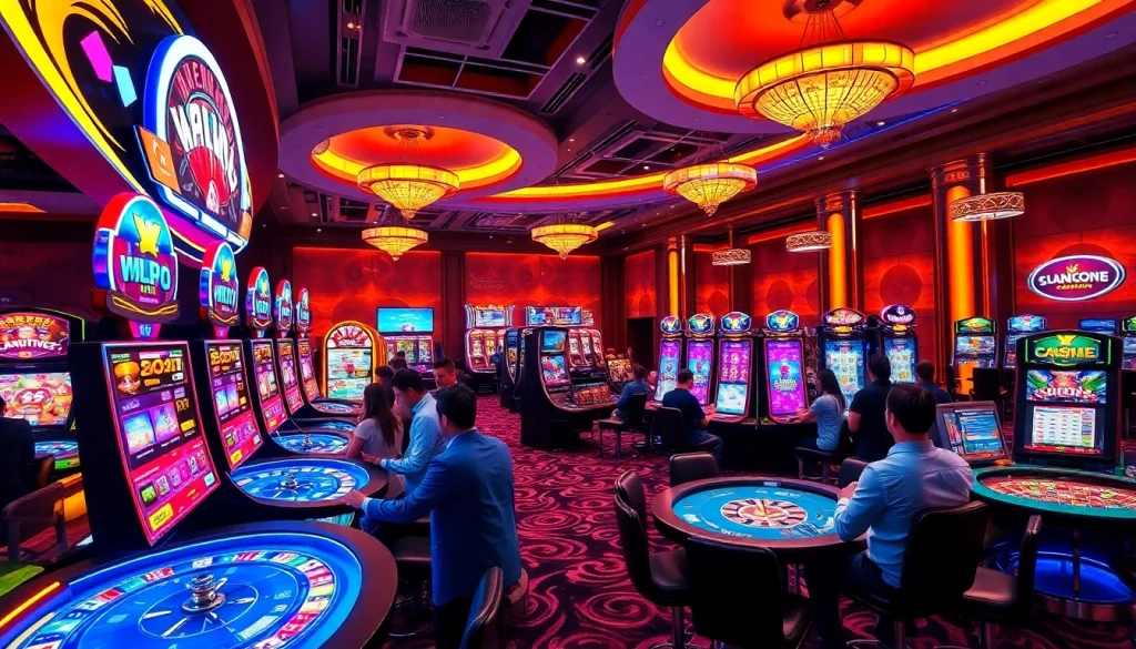 KJC XX88 gaming scene showcasing luxury casino excitement with vibrant online gambling elements.