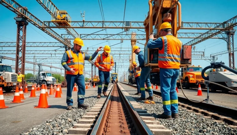 Inspecting the ows rail track with maintenance team showcasing safety and precision in action