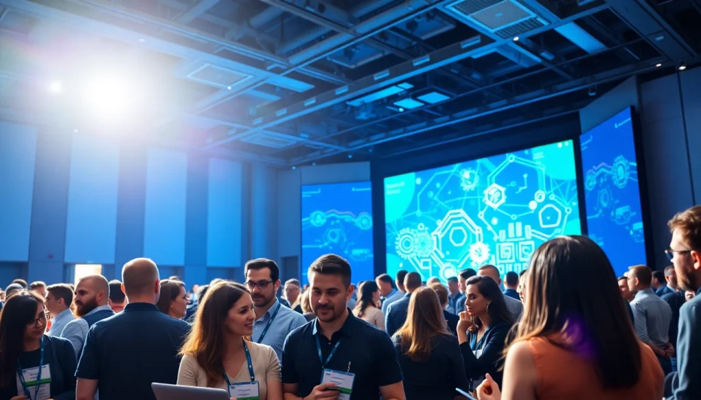 Attendees engaging at a vibrant technology conference USA with networking opportunities and dynamic presentations.