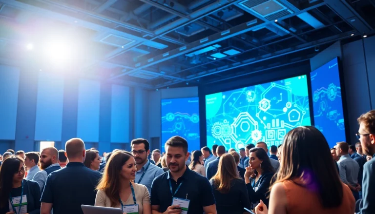 Attendees engaging at a vibrant technology conference USA with networking opportunities and dynamic presentations.