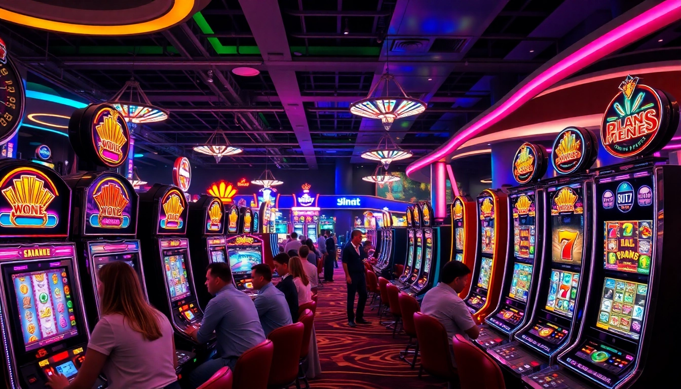 Menghadirkan permainan slot777 yang mendebarkan di kasino dengan lampu berkilau.
