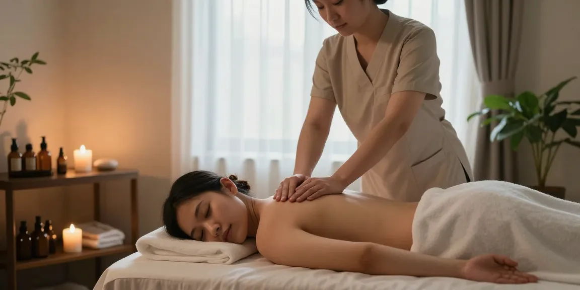 삼성동마사지 전문 마사지 치료실에서 편안하게 힐링하는 고객 모습