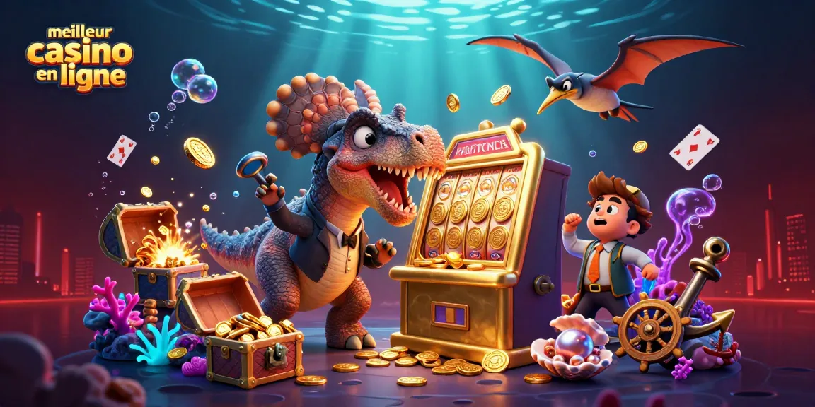 Découvrez le meilleur casino en ligne avec une scène dynamique de dinosaure et de machines à sous.