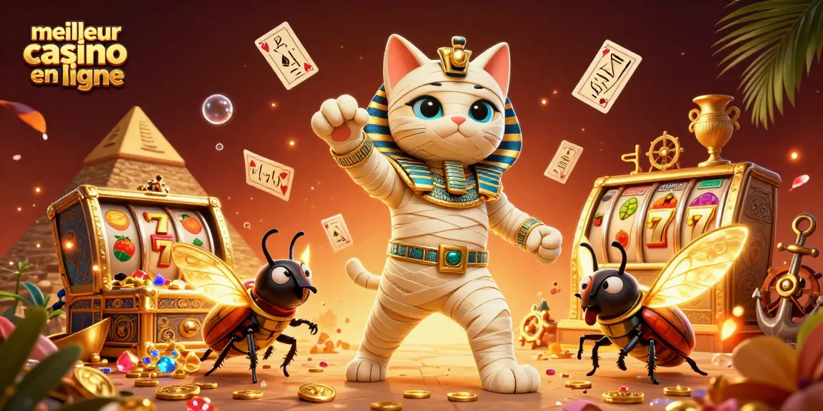 Le meilleur casino en ligne dévoile un chat momie égyptien féérique dans un casino pyramidal.