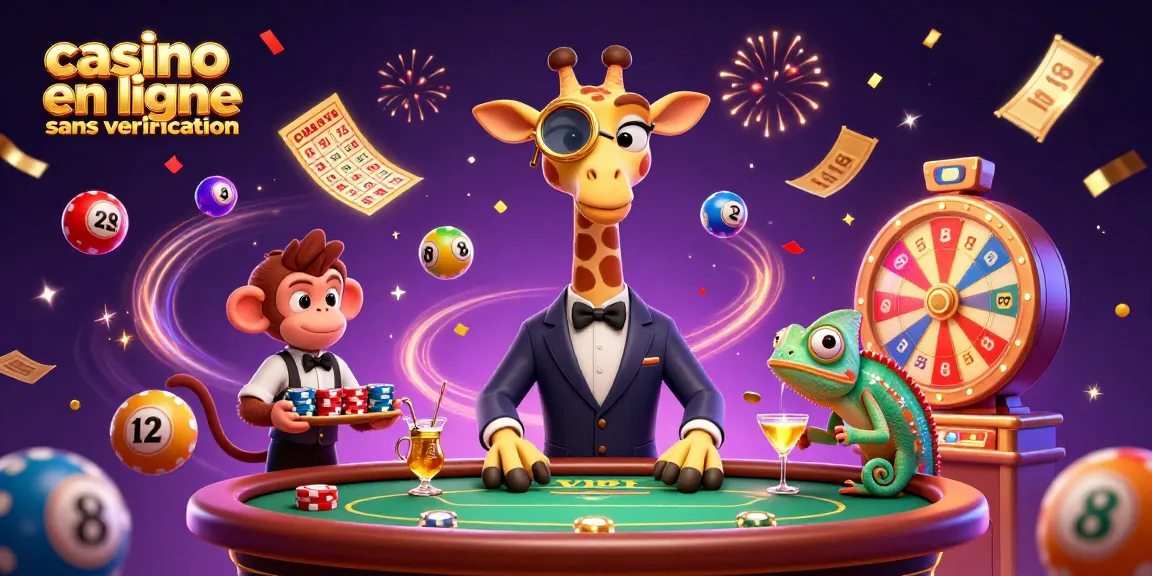 Jouez dans un casino en ligne sans vérification avec des personnages animés et des éléments de jeu colorés.